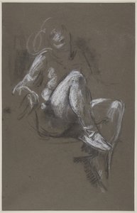 Jeune fille nue assise portant des chaussures de ballet